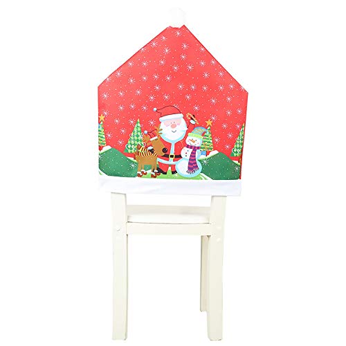 SDER Housse de Chaise de Noël, Couverture de Chaise père noël Bonnet de Chaise Noël Christmas Chair Cover pour Décoration de Noël Dîner Party-Chapeau de Chaise Noël Housse de Chaise de poupée de Noël Cover