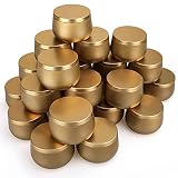 Nachy Gold Candle Tins 24 Pcs, 8 oz Round Metal Tin Jars with Lids, Holiday Candle Container Empty S