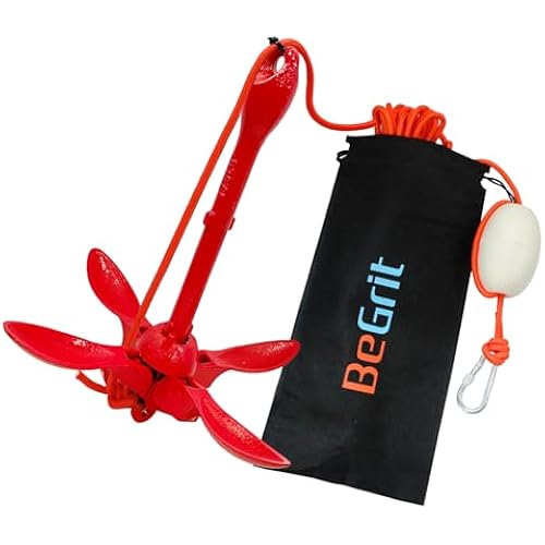 BeGrit Small Kayak Anchor w/Rope, Folding Marine Anchor for Paddle Board