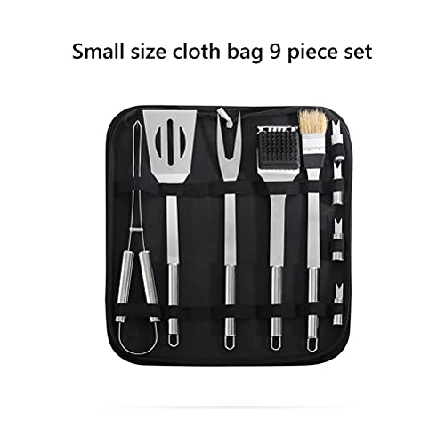Set barbecue en acier inoxydable durable 9 accessoires de grillade et sac rigide