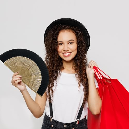 Dmjuncong 8.3"(21Cm) Hand Fans For Women Foldable,Chinese Japanese Vintage Bamboo Silk Fan,Small Folding Hand Fan,For Music Festival,Dancing Party,Performance,Wedding Church Decoration,Natural Bamboo Bones. thumb #4
