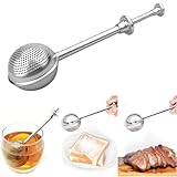 Plumero de harina para hornear, esparcidor de azúcar en polvo con mango, acero inoxidable, plumero para repostería, infusor de té para té suelto, espolvoreador de cacao, azucarero