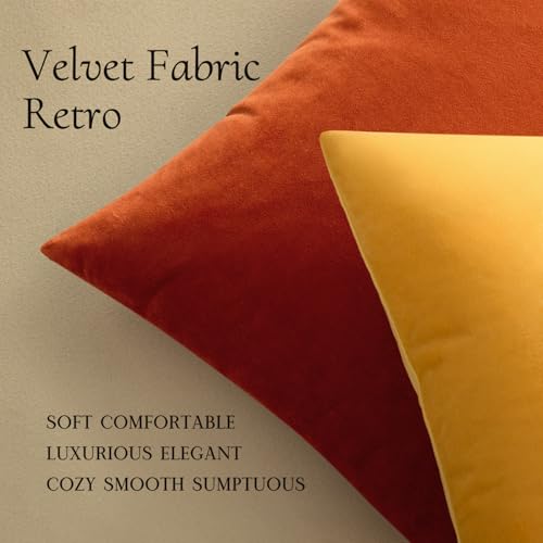 Image of MIULEE Velvet Throw Pillow Covers 12x12 Inch, Pack of 2 - Burnt Orange, Soft Solid Small Decorative Pillow Covers Modern Luxury Home Decor for Couch Chair Sofa Bedroom Livingroom Car