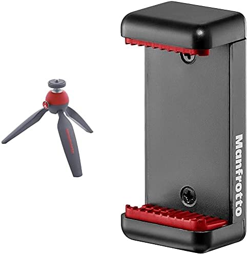 Manfrotto MTPIXI-RD, PIXI Mini Tripod, with Handgrip for Compact System Cameras, DSLR, Mirrorless, Video, Compact Size, Adapto and Aluminium, Red