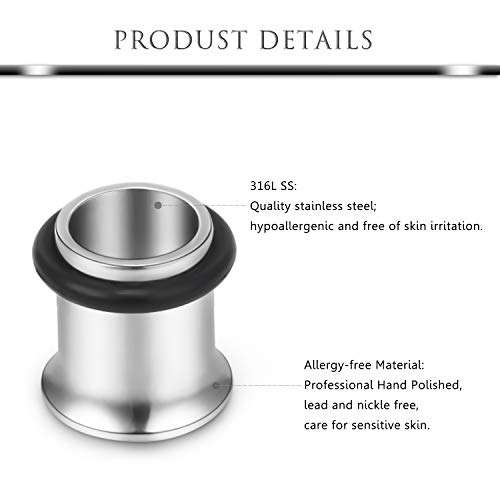 Hoeudjo 12PCS Gauge Tunnel Kit 12G-00G Surgical Steel Ear Gauges Earrings Plugs Stretching Set Single Flared Expanders for Women Men2