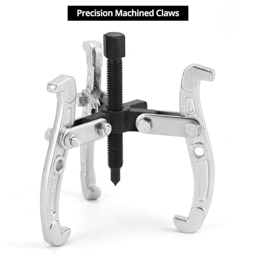 image for QWORK 3 Inch 3-Jaw Gear Puller, Drop-Forged Cr-V Steel, Heat-Treated, 
