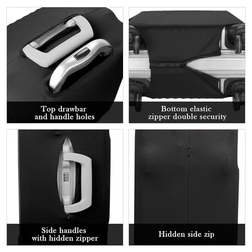Travel Luggage Cover Protector, Washable Elastic Suitcase Cover, Luggage Protective Cover for 26-28 Inch Luggage (L, Black)3