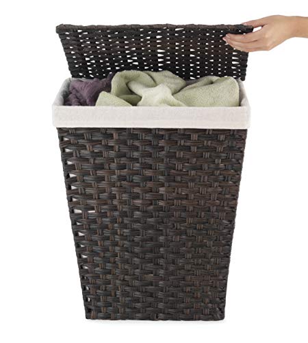 Whitmor Rattique Laundry Hamper With Lid And Removable Liner - Espresso #TOP1