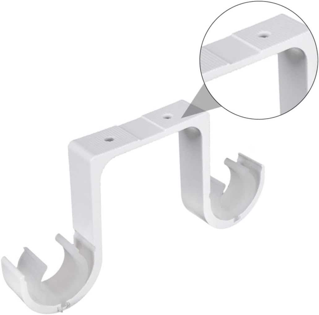 MAGICLULU Curtain Rod Holders No Drilling White Double Rod Brackets Home Decor Window Dressing