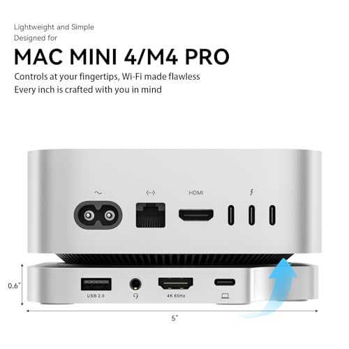 Image of Minisopuru MINI4PRO Mac mini M4 Dock with 4K@60 HDMI, 8TB M.2 NVMe SSD Enclosure, Mac mini Hub & Stand for Mac mini M4 and M4 Pro 2024 (TF /SD Slot, 3* USB-A 2.0, Audio) | Silver