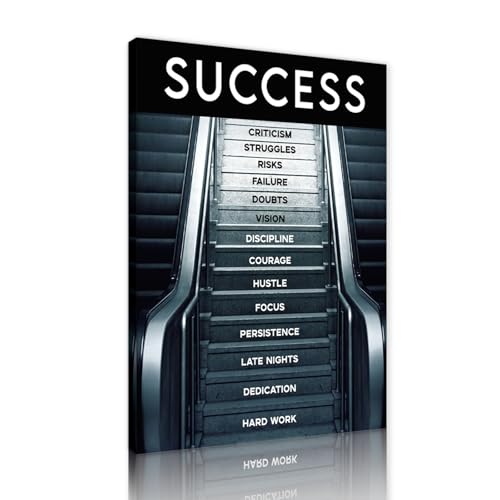 Contemporary Entrepreneur Inspirational Wall Paintings Success Wall Art Office Wall Decor Ladder to Success Wall Pictures HD Print for School Gym Wall Decor Gallery Wrapped Easy to Hang-24x36 inches