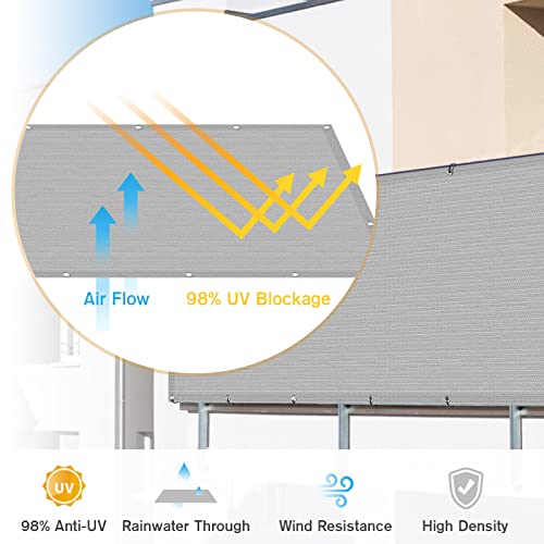 Uirway Privacy Screen Balcony Fence 3'X16.5', Garden Courtyard Privacy Fence Screen With Zip Ties Uv Protection, For Animal Barriers, Decks, Patios, Outdoor Pools, Porches, Condo Railings - Grey #TOP1