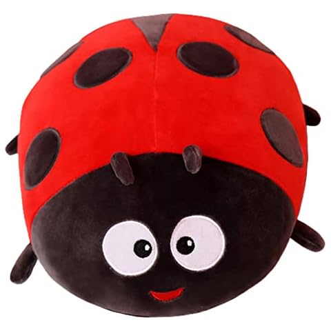 Wharick Bee Plush Cushion,Ladybird Pillow,Ladybug Plush Chair Cushion Decor Stuffed Ladybird Bee Pillow for Home Lie Down Seating,Kid Gift Red Cover