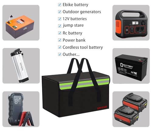 Lipo Battery Safe Bag Large Capatity Fireproof Bag for Ebike Lipo Battery Other Batteries Storage Charging Transport Home Office Travel Safe Storage Pouch (450 * 250 * 250mm) by Jehaseg - Image 4