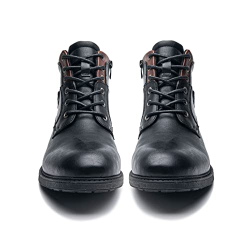 AMAPO Men Oxford Boots,Casual Mid-Top Dress Boot for Men,Ankle Men Boots Lace-Up Side Zipper(A20701-BLK-43) by AMAPO - Image 3