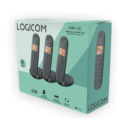 Logicom ILOA 350 Bezprzewodowy telefon stacjonarny bez sekretarki - Trio - Telefony analogowe i DECT - czarny