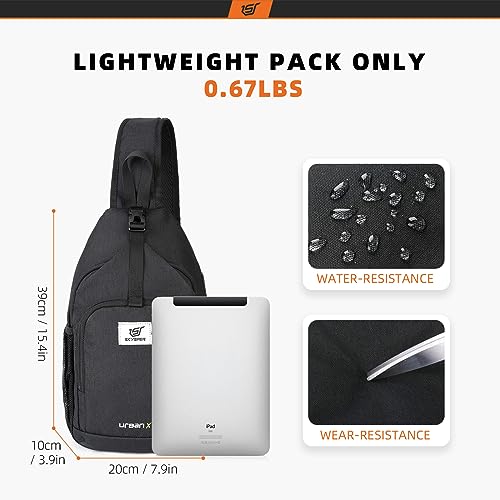SKYSPER Sling Bag RFID Crossbody Sling Backpack Cross Body Shoulder Bag Travel Hiking Daypack for Women Men(Black) - Thumbnail 5