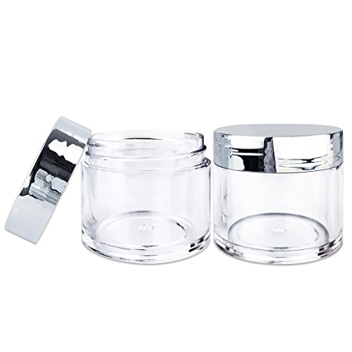 Beauticom 30G/30Ml (1 Fl. Oz.) Double Wall Clear Plastic Leak Proof Jars With Flat Top Lids For Creams, Lotions, Make Up, Powders, Glitters, And More. (Color: Metallic Silver Lid, Pieces: 30) #TOP2