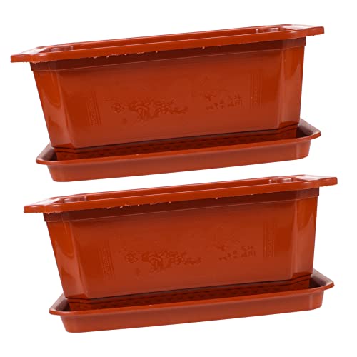 Yardwe 4 Pcs Flowerpot Rectangle Planter Indoor Plastic Planters Large Square Flower Pot Gardening Bonsai Container Succulent Planters Garden Pots Planter Shelf Houseplant Pot Flower Pots #TOP3