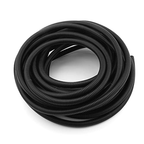 Aicosineg 45.93ft 1/2 Inch Non-Split Wire Loom Tubing Corrugated Tube Polyethylene Hose Cover for Home Outdoor Automotive Marine Wire Harness Wrap Cover Sleeve Conduit-Black (1 PCS)