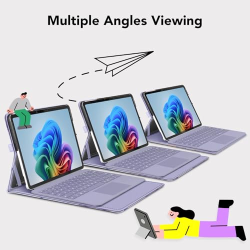 Fintie Case for Microsoft Surface Pro 12 Inch 1st Edition (2025), Multiple Angle Viewing Portfolio Business Cover with Pocket & Stylus Holder, Compatible with Type Cover Keyboard (Lilac Marble) by FINTIE - Image 4