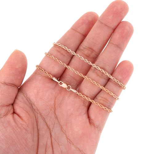Nuragold 14K Real Rose Gold Rope Diamond Cut Chain Necklace 16"-30" (1.5mm-6mm) Italian Jewelry for Men & Women4