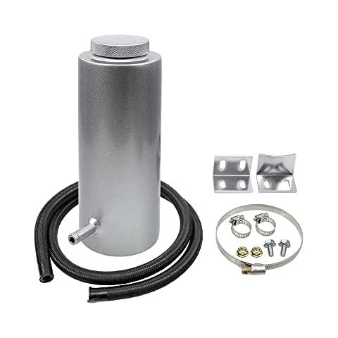 RYANSTAR RACING Universal car Radiator Coolant Tank 800ml Coolant Expansion Tank Overflow Oil Catch Tank Cooling Catch Bottle Reservoir Aluminum Billet Silver Cover