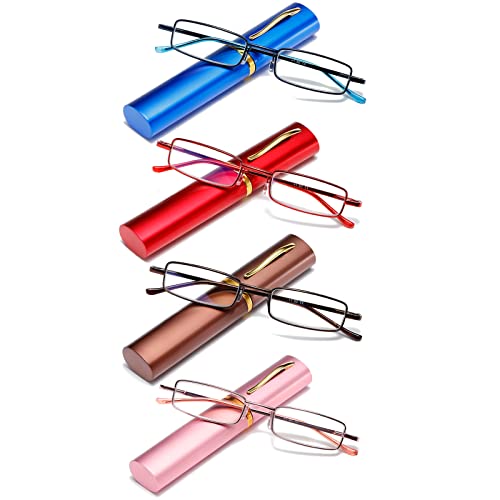 Image of Blue Light Blocking Reading Glasses - Slim Pocket Readers with Pen Clip Case Mini Lightweight Readers