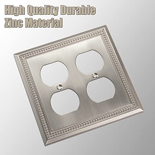 Image of Henne Bery Sunken Pearls Heavy Duty Decorative Wall Plate Switch Plate Outlet Cover (Double Duplex, Satin Nickel)
