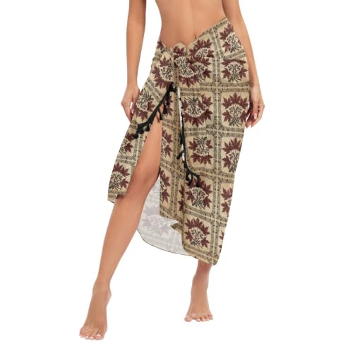 Traje de baño William Morris con estampado de hoja de arce roja para natación 2