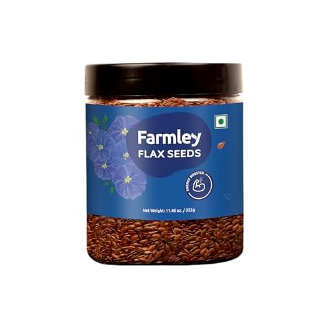 Farmley Premium Flax Seeds 11.46 oz, Whole Seeds, Raw Seeds, Plant Based High Protein and High in Fiber (11.46 oz) Cover