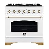 FORNO 36' Duel Fuel Range 6 Burners in White Color