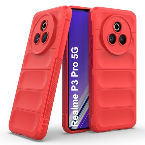 Image of Zapcase Back Case Cover for Realme P3 Pro 5G | Compatible for Realme P3 Pro 5G Back Cover | Liquid Silicon Magic Case with Camera Protection | Red