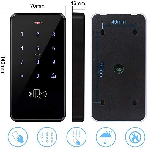 Lexi Ultimate Full Waterproof Rfid Keypad, 3000 Users Capacity, 125Khz Stand-Alone Access Control Touch Screen Panel, Pin Code, Wiegand 26, With 10Pcs Rfid Key Fob Cards, Can Be Installed Outdoor #TOP7