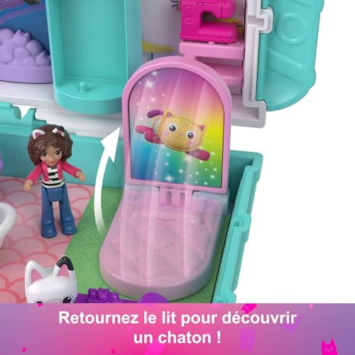 Polly Pocket Coffret Gabby et la Maison Magique Mini Figurines et Coffret de Jeu 9 Accessoires à thème Chats Pandy Pattes Ptichou et JFV02 - vue 9