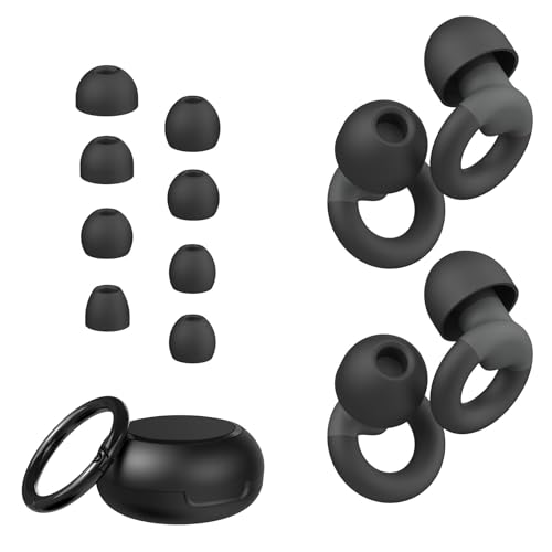 JUSTRVN-Ohrstöpsel zum Schlafen,2 Paar wiederverwendbare Ohrstöpsel zur Geräuschreduzierung 25dB-30dB mit 8 Ohrstöpseln,Weiche Gehörschutzstöpsel für Konzerte,Geräuschempfindlichkeit,Lernen und Arbeit