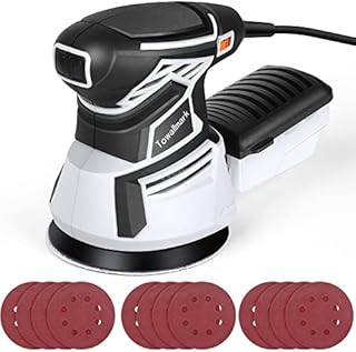 Random Orbit Sander 350W,Towallmark 5-Inch Orbital Sander with 12Pcs Sandpapers,13000RPM 6 Variable Speed Sander Machine, High Performance Dust Collection System for Woodworking