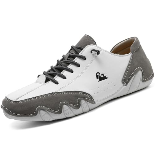 Boxpopla Italian Handmade Beck Low Shoes for Men's & Women's Light Walking Slip on Barefoot Casual Shoes Non-Slip Breathable Fashion Sneakers for Unisex Hiking & Driving (Grey,9,Men,7.5)