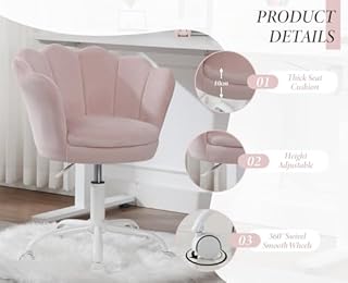 Ya-Home Sedia da Scrivania per Bambini in Velluto Sedie Studio Bambina Poltrona Girevole Regolabile in Altezza Sedia da Studio per Cameretta, Rosa Chairo