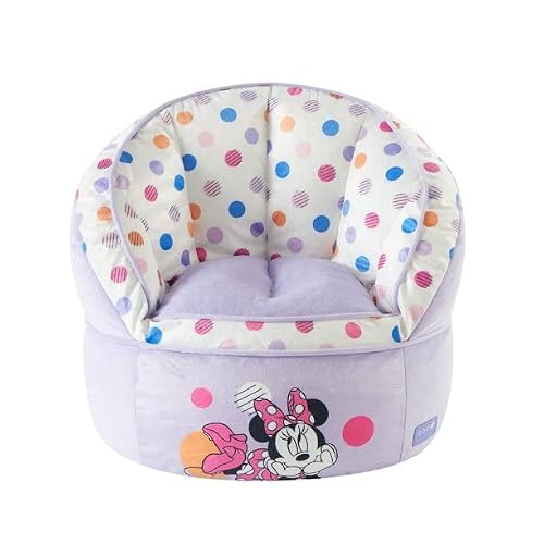 Idea Nuova Disney Minnie Mouse Purple With Polka Dots Round Bean Bag Chair For Kids, Ages 3+, Large #TOP1