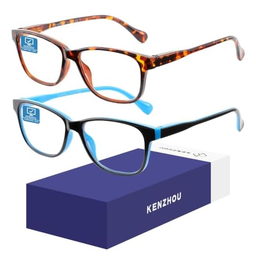 K KENZHOU Blue Light Blocking Glasses/Computer/Gaming/TV/Phones Glasses with Spring Hinges, Anti Eyestrain & UV Glare, Ease Dry Eye, Headache, Blurry Vision, for Men & Women (2 Pack)