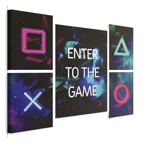 murando Quadro per i Giocatori 110x80 cm 5 pezzi Set Stampa su tela XXL Immagini moderni Murale Fotografia Grafica Decorazione da parete Console di gioco Gaming Play m-A-1036-b-m