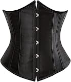 NIYIGEJI Women's Lace Up Boned Overbust Corset Bustier Lingerie Bodyshaper Top S-6XL Black