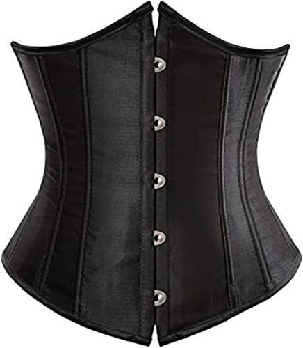 Niyigeji Women's Lace Up Boned Overbust Corset Bustier Lingerie Bodyshaper Top S-6Xl Black #TOP4