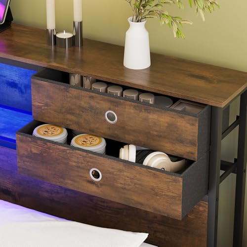 King Size Headboard with LED Light, Power Outlets & Storage Drawers by GiftGo - Used condition - Image 6