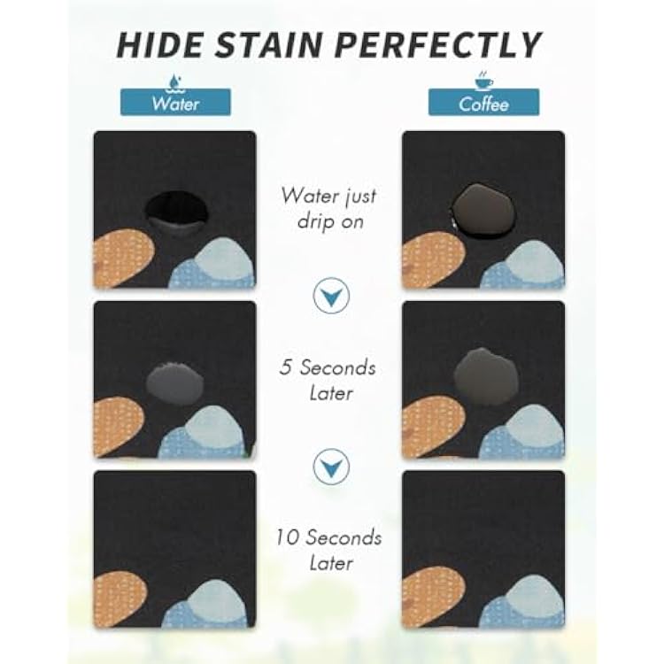AMOAMI Coffee Mat Hide Stain Rubber Backed Absorbent Dish Drying Mat for Kitchen Counter - Bar Accessories Fit Under Coffee Maker, Espresso Machine, Dish Rack - Floral Black 12x19