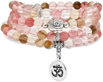oasymala Japa Mala Beads 108 Bracelet, Buddha Charm Necklace with OM Yoga Symbol