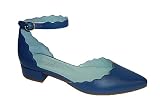  Candelitas 3258, Zapato Mujer Piel Marino, tacón bajo, Ajustable con Pulsera y Hebilla (38)