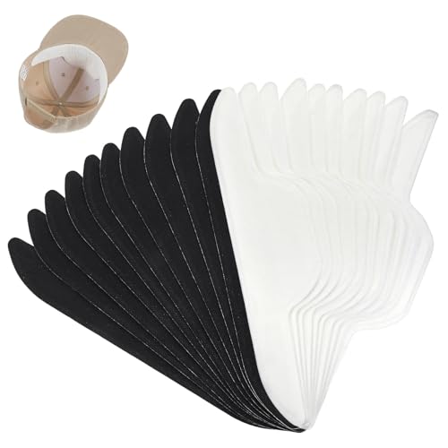 Elegaperma 20 PCS Hat Pads Sweat Liner, Black and White Sweat Band For Hats, NoSweat Hat Liners with Adhesive for Men's and Women's Hats During Activities