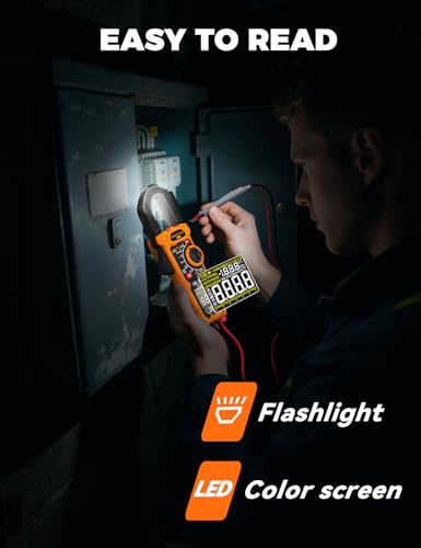 POROMETISTO AC/DC 1000A Stromzange, Counts 6000 TRMS Strommesszange CM02,Zangenamperemeter mit VFD/LOZ-Modus,Multimeter zum Messen von AC/DC,Strom,Spannung, NCV,Frequenz,Temperatur und Kapazität